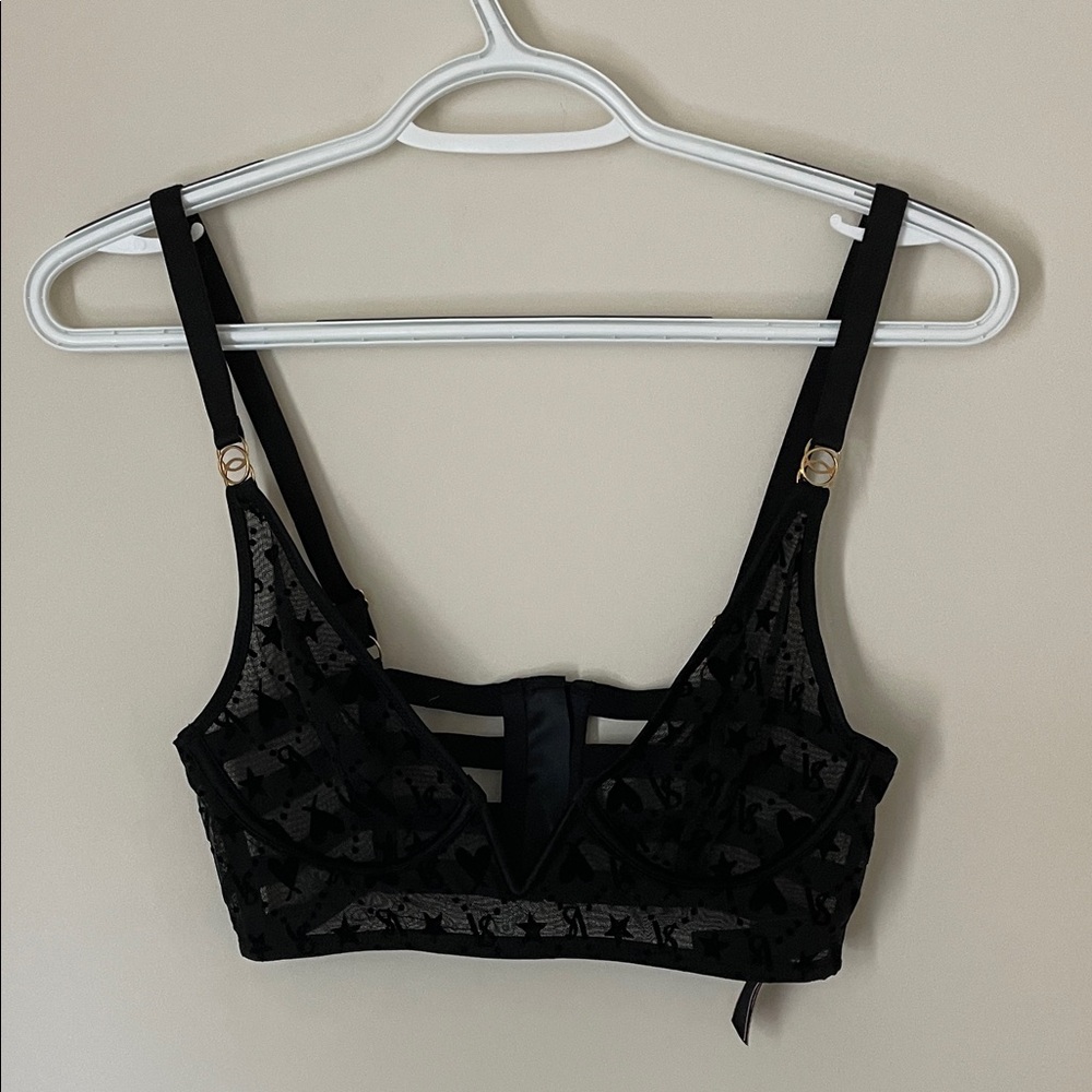 Victoria's Secret Black Patterned Bralette Size Small